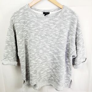 Forever 21 White Black Tweed Crop Top Pullover  High L…